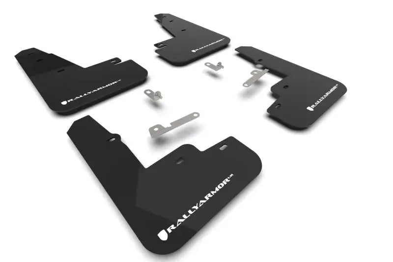 Rally Armor 21-23 Ford Mustang Mach-E Black Mud Flap w/ White Logo - Body & Protection
