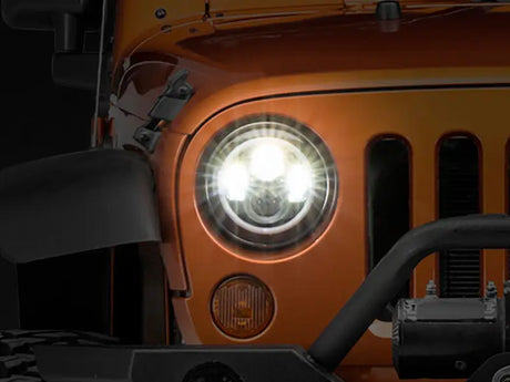 Raxiom 97-18 Jeep Wrangler TJ/JK Axial Halo Headlights w/ DRL Amber Signals- Blk Hsng (Clear Lens) - Truck & Automotive