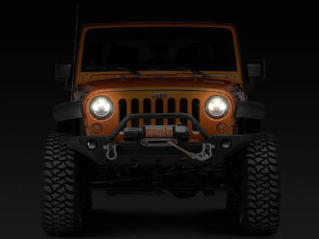 Raxiom 97-18 Jeep Wrangler TJ/JK Axial Halo Headlights w/ DRL Amber Signals- Blk Hsng (Clear Lens) - Truck & Automotive
