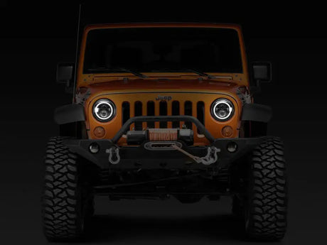 Raxiom 97-18 Jeep Wrangler TJ/JK Axial Halo Headlights w/ DRL Amber Signals- Blk Hsng (Clear Lens) - Truck & Automotive