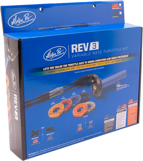 Motion Pro REV3 Variable Rate Throttle Kit in a blue box for Rev3 Throttle Kit Yam