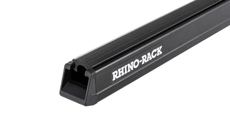 Heavy duty black Rhino-Rack roof rack bar with textured grip and brackets, 65 inches