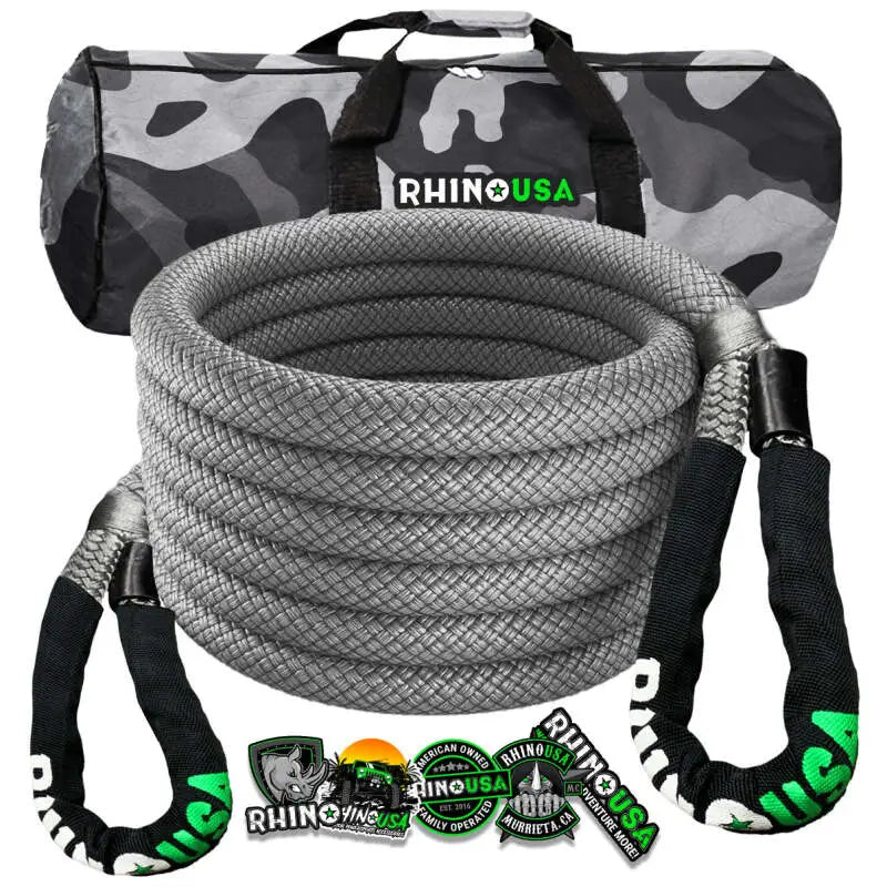 Rhino USA Kinetic Energy Recovery Rope (1In X 30Ft) Gray - Rhino USA