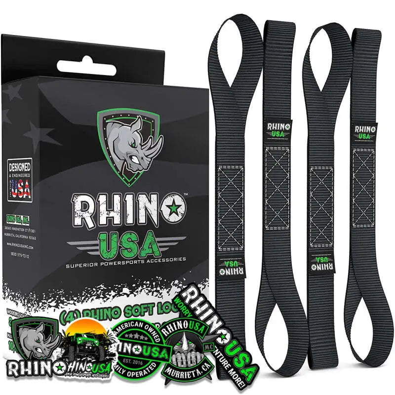 Rhino USA Soft Loops Motorcycle Tie-Down Set 4-Pack Black - Rhino USA