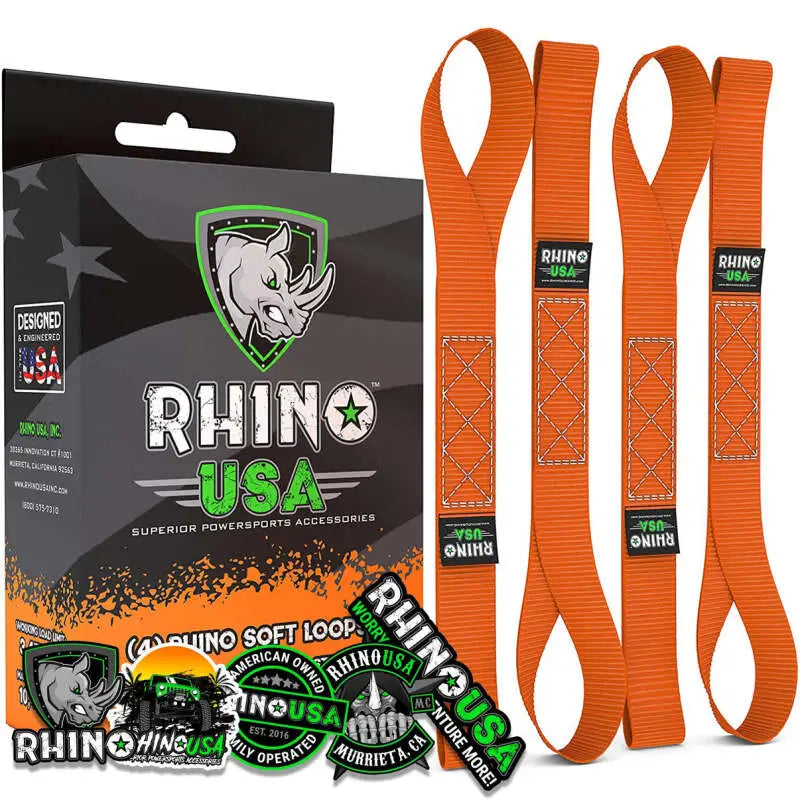 Rhino USA Soft Loops Motorcycle Tie-Down Set 4-Pack Orange - Rhino USA