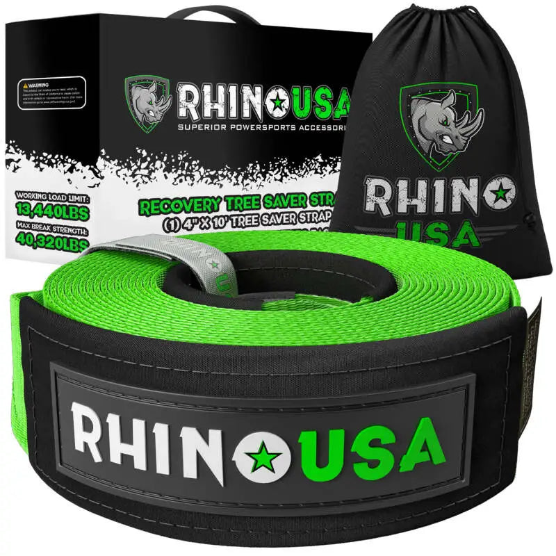 Rhino USA Recovery Tree Saver Strap 4Inx10Ft (Green) - Rhino USA