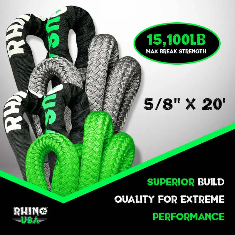 Rhino USA Kinetic Energy Recovery Rope (5/8In X 20Ft) Green - Rhino USA
