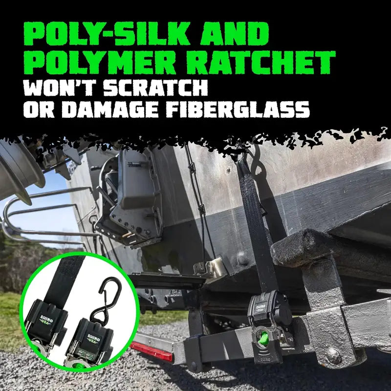 Rhino USA Retractable Transom Straps (2 Pack-Black) - Rhino USA