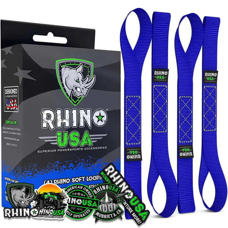 Rhino USA Soft Loops Motorcycle Tie-Down Set 4-Pack Blue - Rhino USA