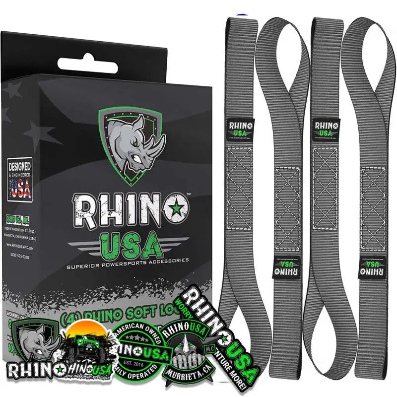 Rhino USA Soft Loops Motorcycle Tie-Down Set 4-Pack Gray - Rhino USA