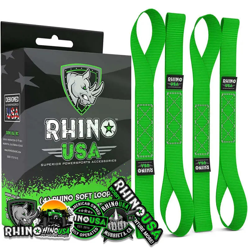 Rhino USA Soft Loops Motorcycle Tie-Down Set 4-Pack Green - Rhino USA