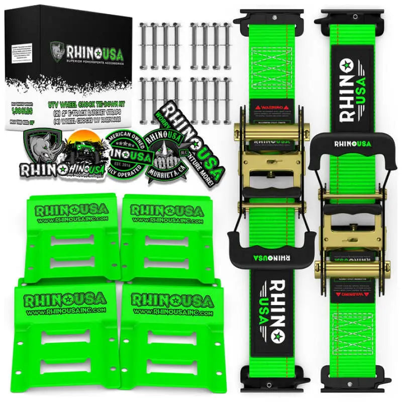 Rhino USA Utv Wheel Chock Tie-Down Kit (2-Wheel Kit) (Green) - Rhino USA