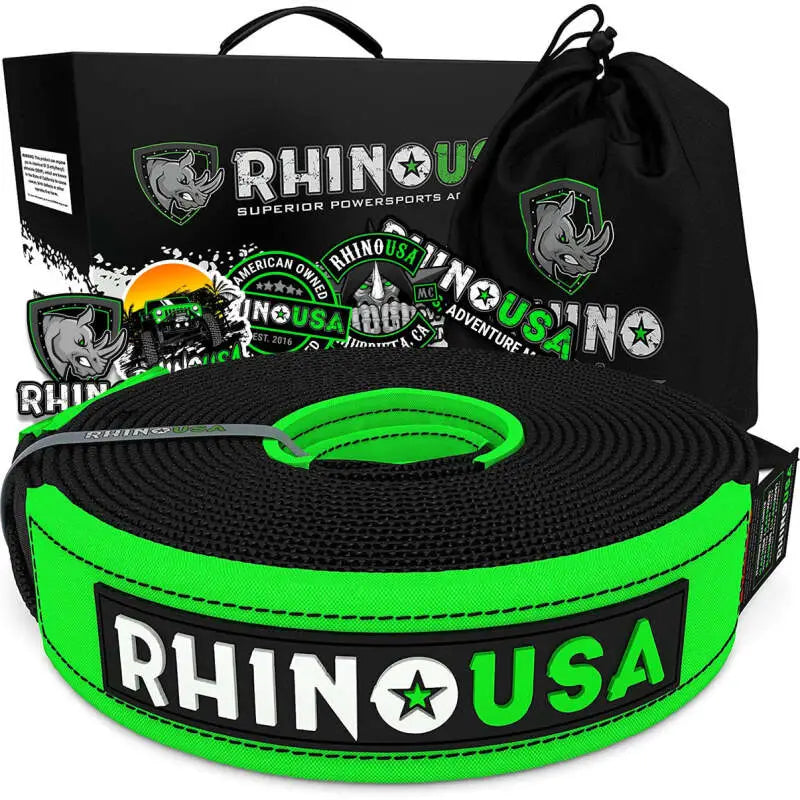 Rhino USA Recovery Tow Strap 2Inx20Ft (Black) - Rhino USA