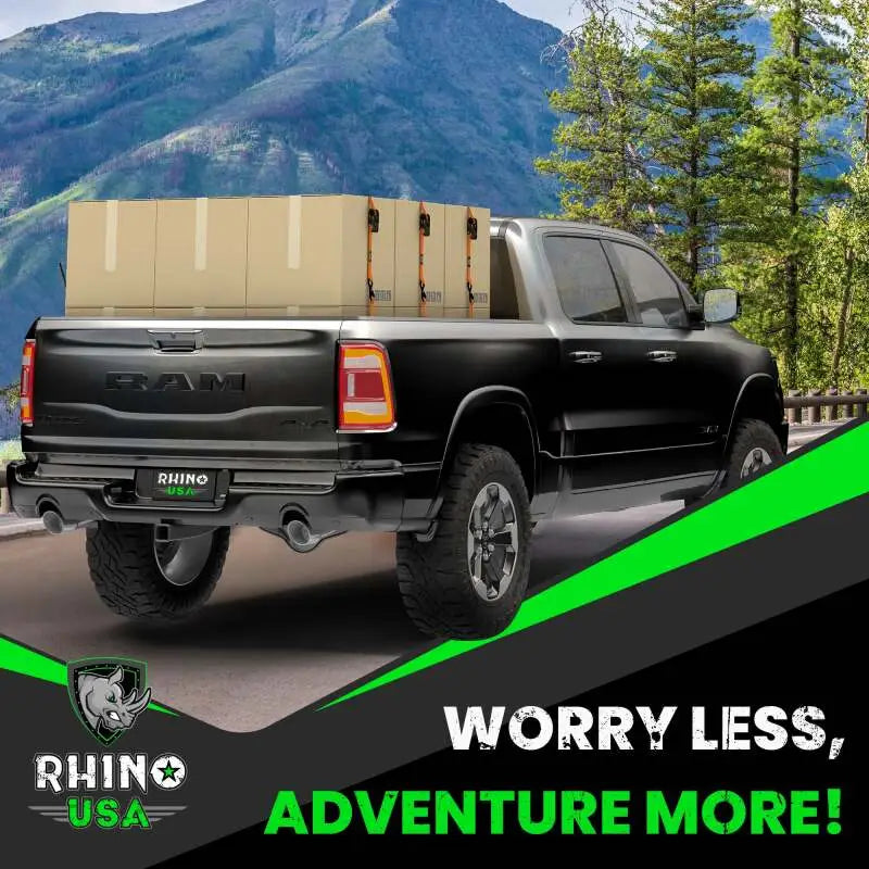 Rhino USA Medium Duty Ratchet Strap Tie-Down 4-Pack (Red) - Rhino USA