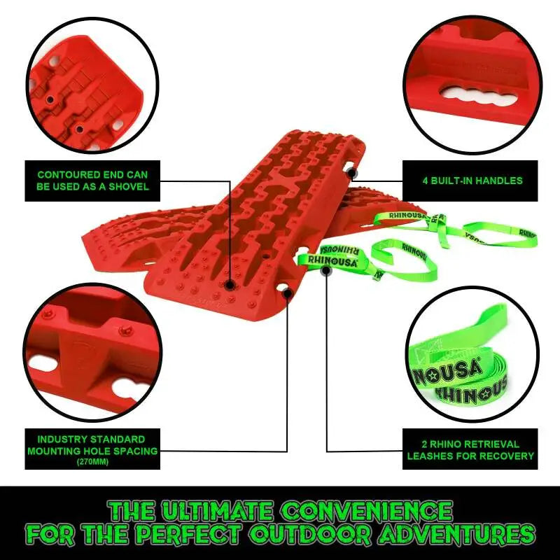 Rhino USA Recovery Traction Boards - Red (Pair) - Rhino USA