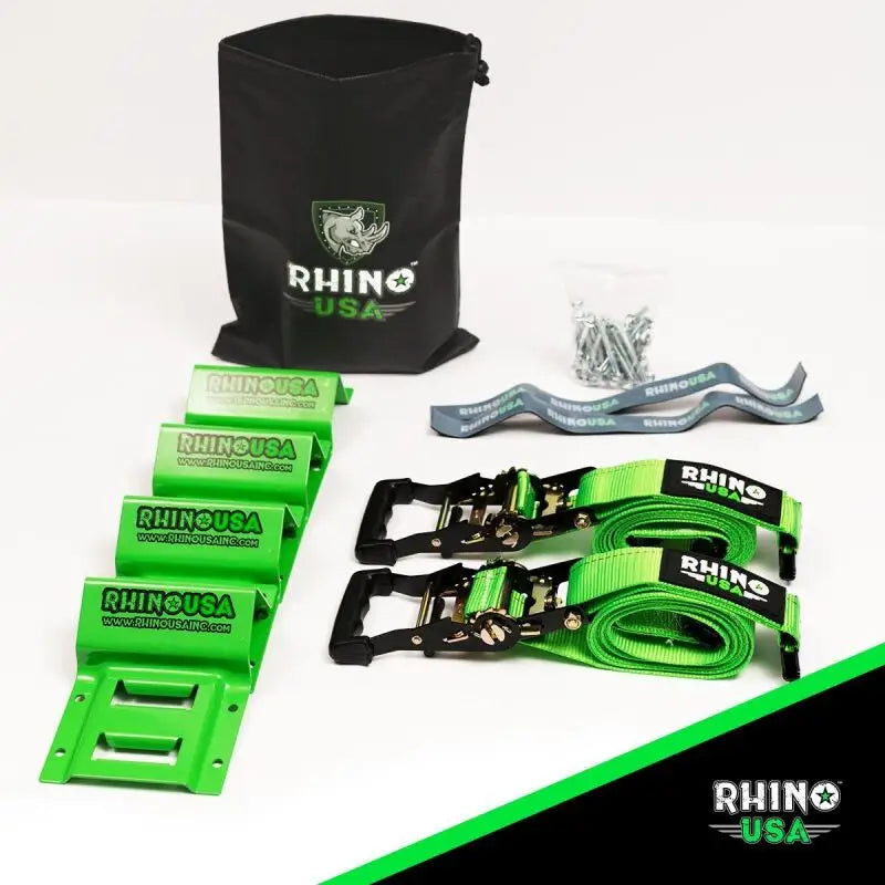 Rhino USA Utv Wheel Chock Tie-Down Kit (4-Wheel Kit) (Green) - Rhino USA