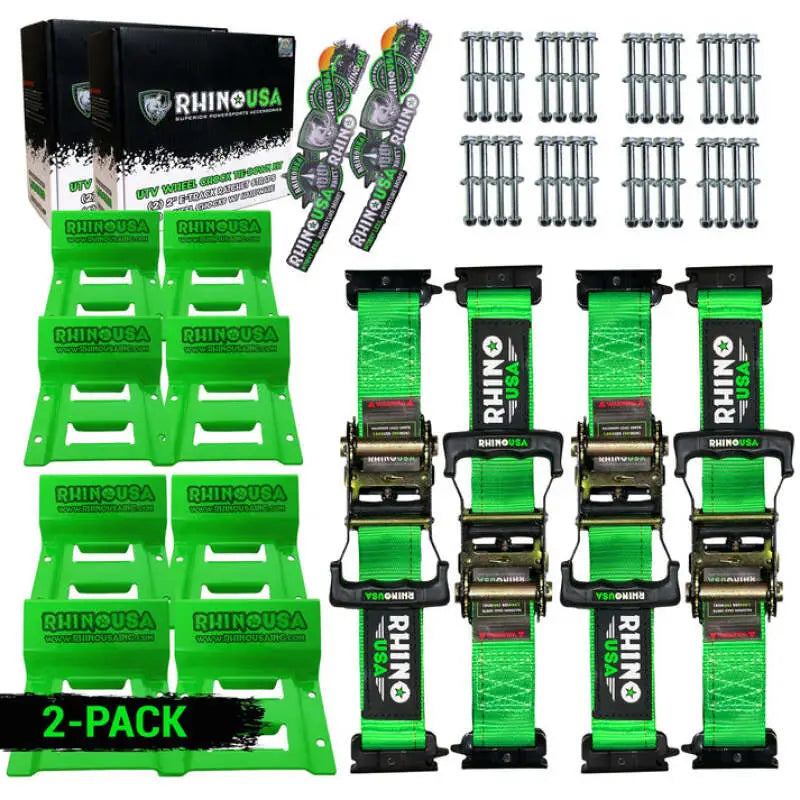 Rhino USA Utv Wheel Chock Tie-Down Kit (4-Wheel Kit) (Green) - Rhino USA