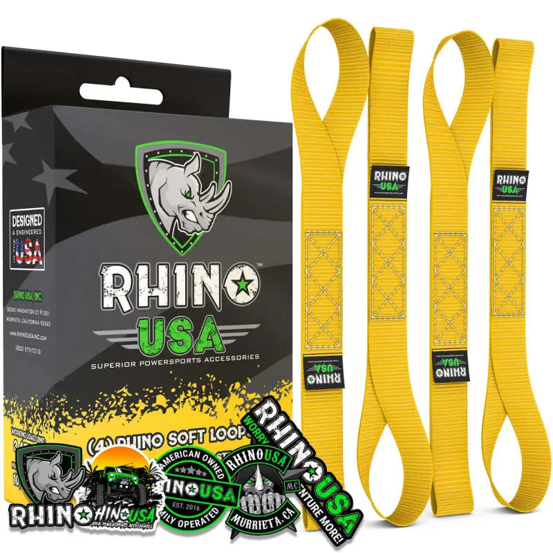 Rhino USA Soft Loops Motorcycle Tie-Down Set 4-Pack Yellow - Rhino USA