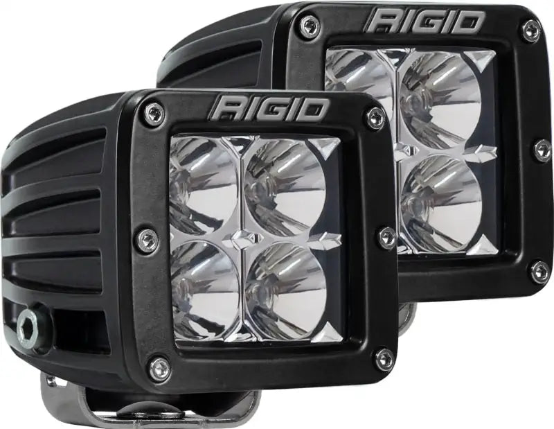 Pair of Rigid Industries Dually LED flood lights with a black casing and advanced optics.