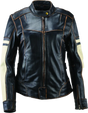 Vintage leather motorcycle jacket with white sleeves from River Road Dame in 2XL