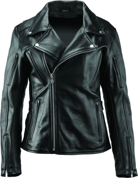 Black leather motorcycle jacket from River Road Ironclad Ironclad Classic Leather line
