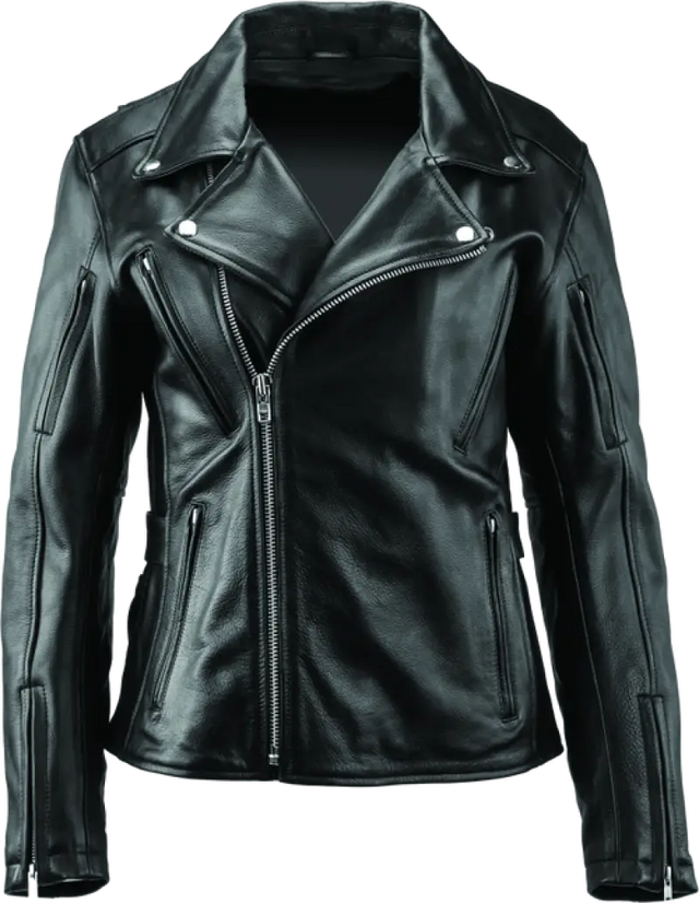Black leather motorcycle jacket from River Road Ironclad Ironclad Classic Leather collection
