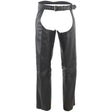 River Road Longhaul Black Leather Chaps with Buckle Closure for Road Longhaul Leather Fans