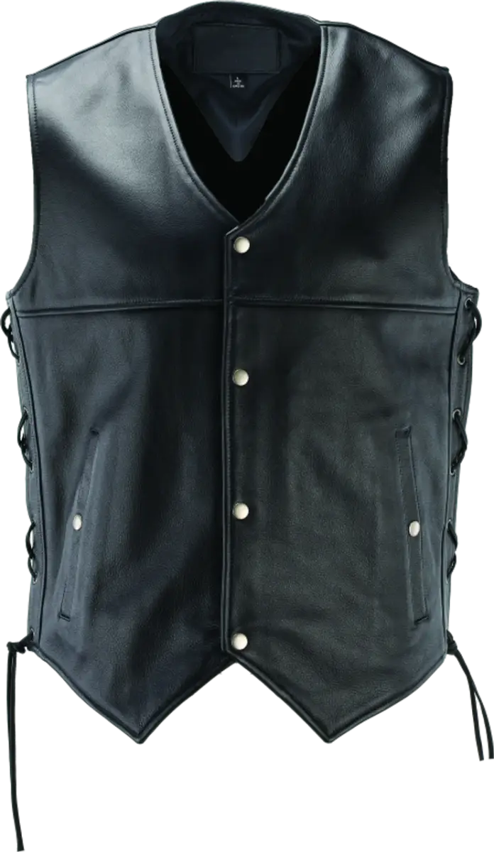Black River Road skool leather vest with snap closures for 4XL size