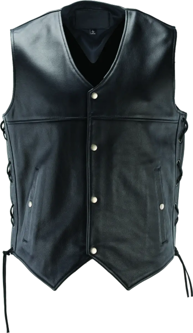 Black River Road skool leather vest with snap closures for 4XL size