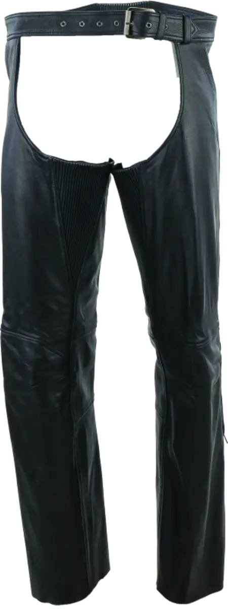 Black leather chaps from River Road Plains Leather Chaps 4XL for riding gear