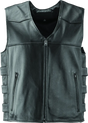 Black leather motorcycle vest from River Road Plains Leather collection in 4XL
