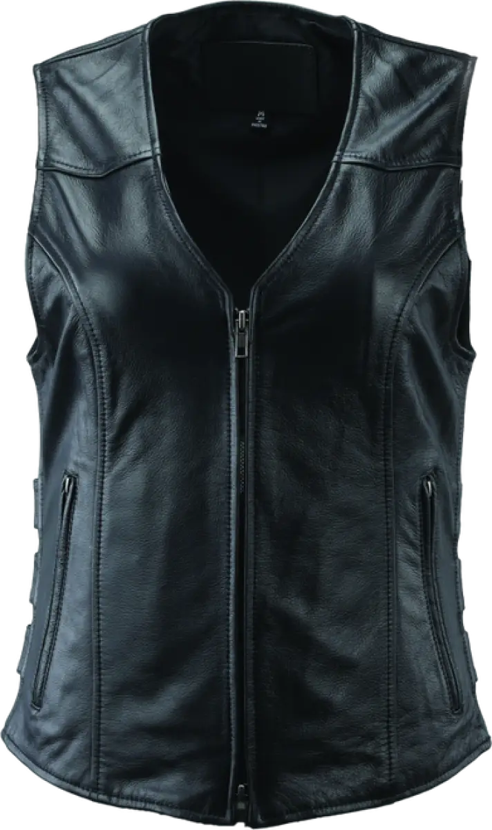 River Road Plains black leather zippered vest for women in 3XL style