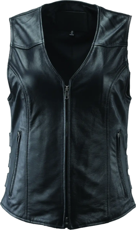River Road Plains black leather zippered vest for women in 3XL style