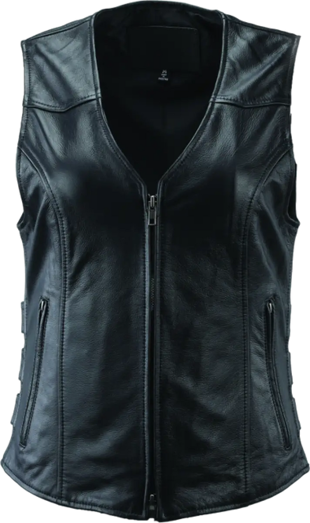 River Road Plains black leather zippered vest for women in 3XL style