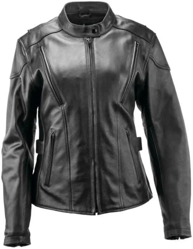 Black River Road Race Leather Jacket for Women in Small size, stylish race leather look
