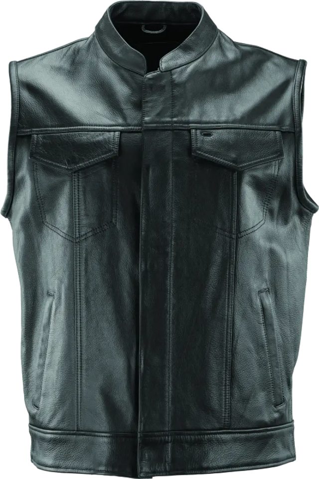Black leather motorcycle club vest river road vandal road vandal club 4XL