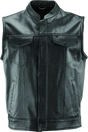 Black leather River Road Vandal Club Vest for a cool biker look in small size