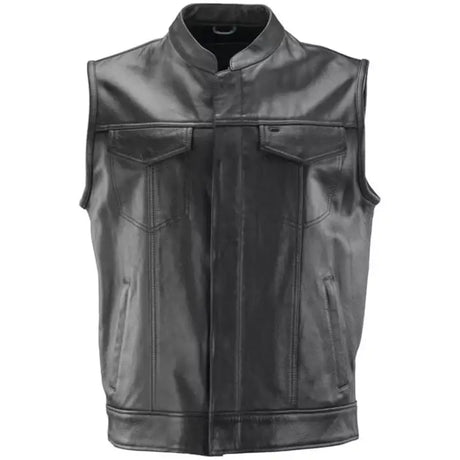 Black leather River Road Vandal Club Vest small for a cool Vandal Club look