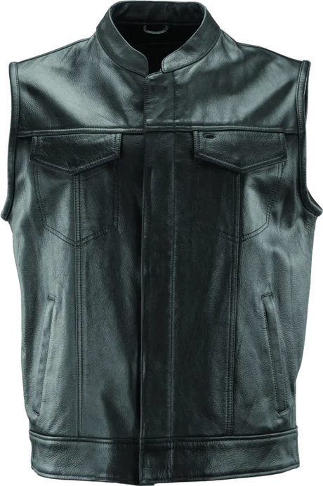 Black leather motorcycle vest River Road Vandal Club Vest Small for bikers