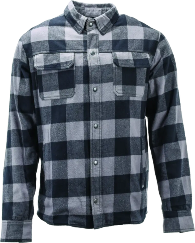 Black and gray plaid River Road Vise Flannel Moto Shirt in 3XL for a cool rugged look