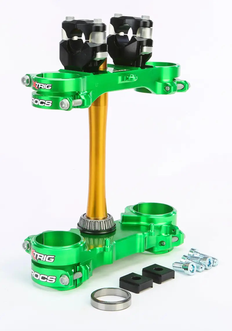 XTRIG Rocs Tech Clamp Set Green Kawasaki 23mm for Powersports