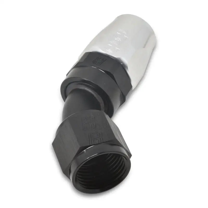 Russell Performance -6 AN Black/Silver 45 Degree Full Flow Hose End - 610093