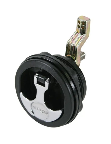 S-0230BC Whitecap T-Handle with black body and chrome handle for secure closure in boat hatches, toolboxes, and industrial equipment.