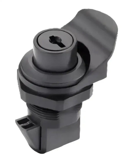 S-0232C Whitecap Black Glove Box Latch (Locking), durable and sleek locking mechanism for boats and RVs, easy installation and reliable performance.