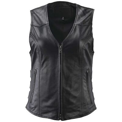 River Road Plains Leather Vest Black Womens - 2XL - 094416