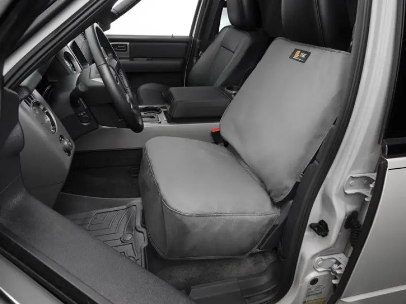 Seat Cover Bucket With Headrest; Polycotton Twill; Gray; Single; Semi-Custom; Retail Box - Truck & Automotive