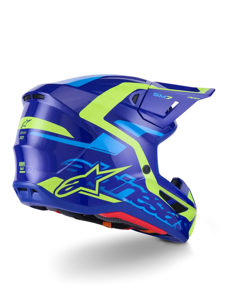 Sm7 Deed Helmet Blue/Ylw Fluo Glossy Lg - ALPINESTARS