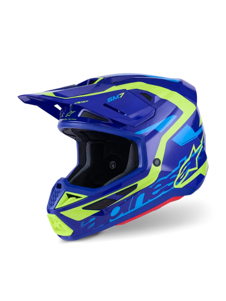 Sm7 Deed Helmet Blue/Ylw Fluo Glossy Lg - ALPINESTARS