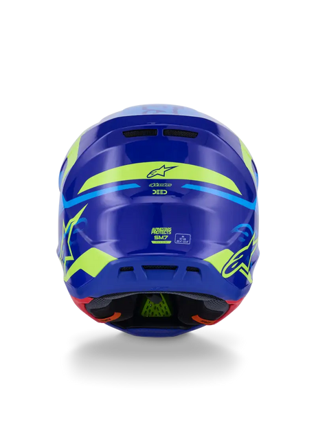 Sm7 Deed Helmet Blue/Ylw Fluo Glossy Lg - ALPINESTARS