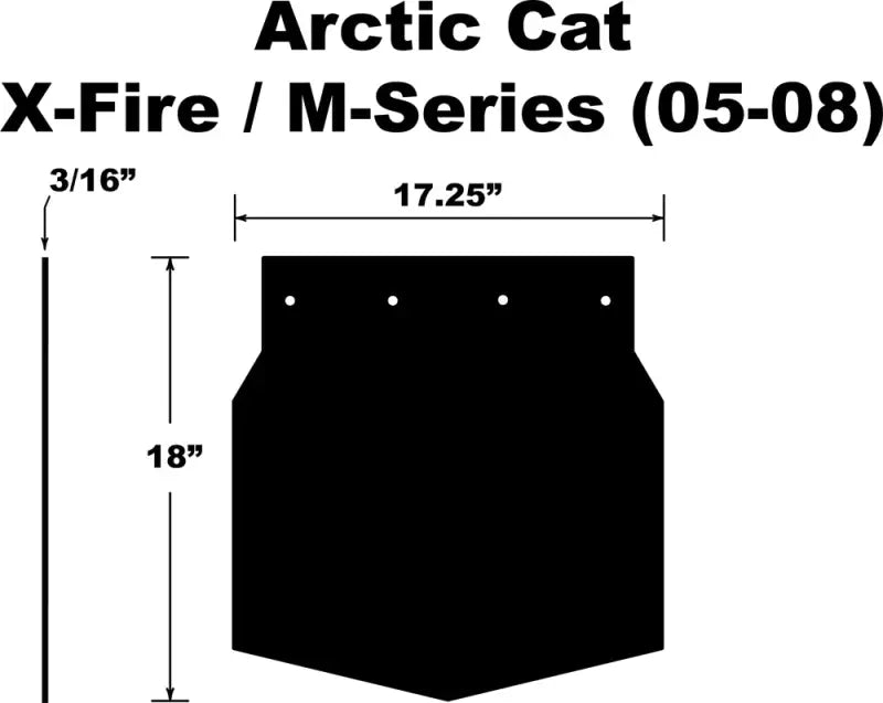Black snowflap Arctic Cat M Series X Fire with dimensions for Snowflap Arctic Cat repair